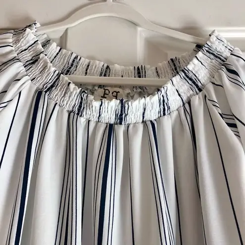 PPLA Women’s Blouse Long Sleeve Smocked Top Tie Wrist Elastic Off Shoulder Neck