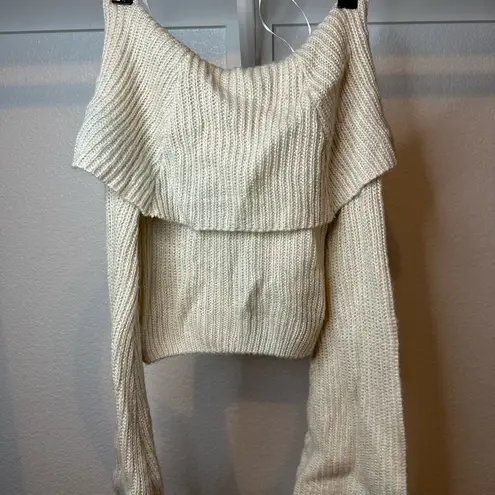 HYFVE  Cream Off-the-Shoulder Sweater Cozy Knit