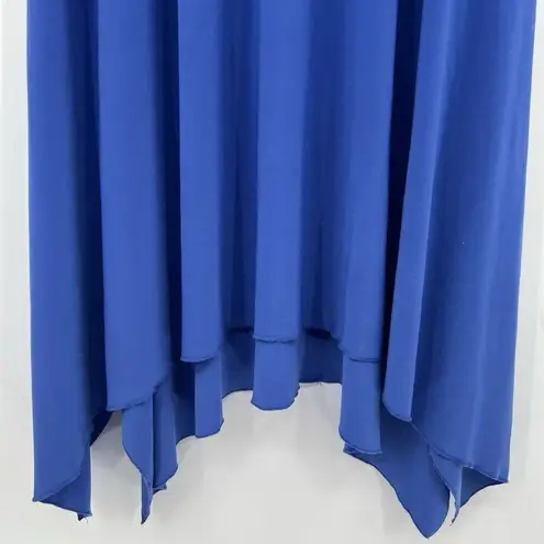 Sympli Tunic Dress Asymmetrical Shark Bite Hem Short Sleeve Stretch Blue Size 10