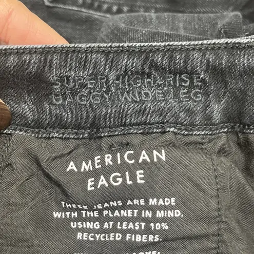 American Eagle  Jeans Womens 2 Black Super High Rise Baggy Wide Leg Skater Grunge