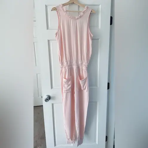 Ramy Brook NEW! Powder Pink Ray Jumpsuit Fringe Neckline Ankle Cuffs Size XS