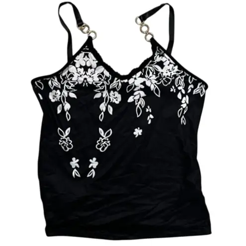 Ladies Fashion Flower Print Metal Chain Sleeveless Sling tank Top Black y2K vibe Size M - Image 4