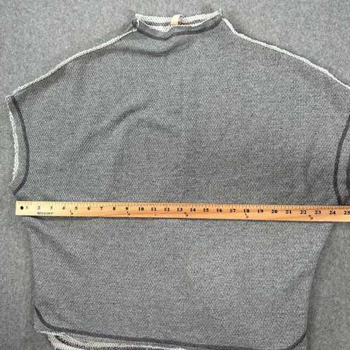 Pilcro Funnel Neck Cut Off Pullover Womens Small Gray Terry Boxy Casual Pullover