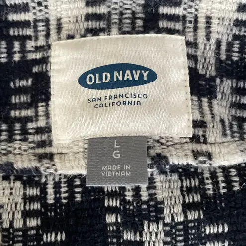 Old Navy  Wool Peyton Open Front Textured Plaid Coat Jacket Blue Combo Size L