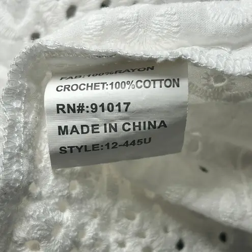 Solitaire Swim White Eyelet One Shoulder Dress Medium Summer Beach Cover Up