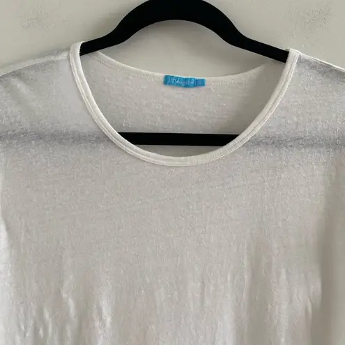 J. McLaughlin White Linen Short Sleeve T-Shirt Size Small