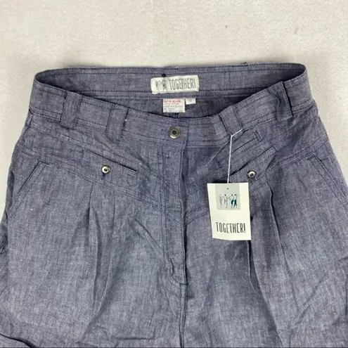 TOGETHER! Pleated Front High Rise Cuffed Short Blue Size undefined