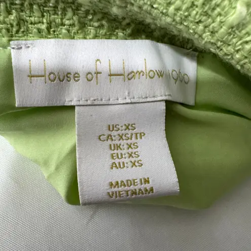 House of Harlow 1960 Green Tweed Cropped Blazer Fringe 2 Piece Size XS Flawed!