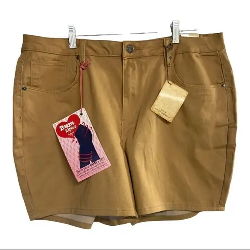 HYBRID & CO.Women’s Tan/Orange Jean Shorts, Sz 20, Cotton, Polyester, spandex blend