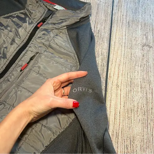 Orvis Jacket Women’s XXL Gray Fleece Puffer Front Full Zip Hybrid Hiking Outdoor