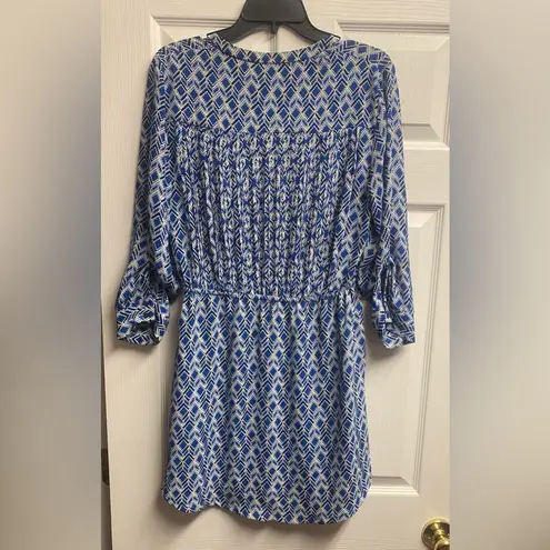 Maeve Anthropologie  Blue Geometric Dress Print Galen Size Medium