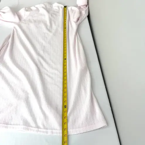 Loti Fashion Smocked Robe Full Zip Light Pink Terrycloth Housecoat Embroidered Size M