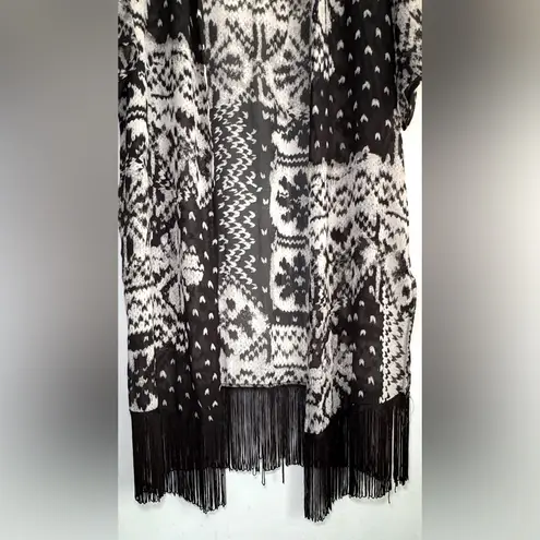 Butterfly by Matthew Williamson Open Front Caftan Kaftan Fringe Boho Size M Black Size M