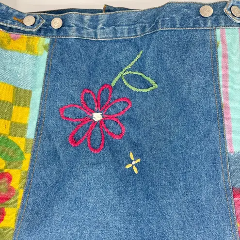 Susan Bristol Vintage Bright Hand Painted & Embroidered Floral Jean Jacket Retro