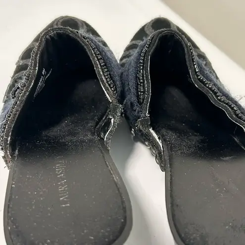 Laura Ashley Pennington Beaded Mules Black Silver Size 9