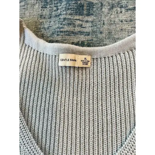 Gentle Fawn Light Blue Hailey Balloon Sleeve Pointelle Sweater XL