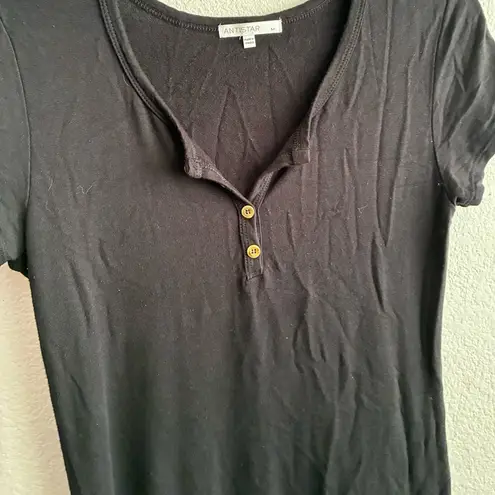 Antistar Black V-Neck Buttoned Detail Black Dress M