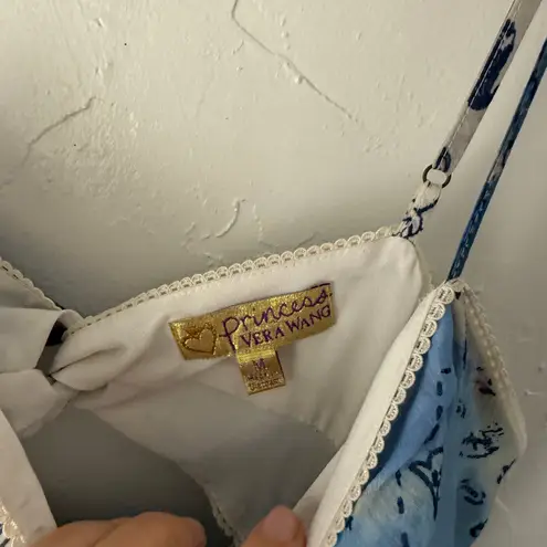 Princess Vera Wang Blue‎ Patchwork Print Dress M Boho Y2K Midi Smocked Backless Blue Size M