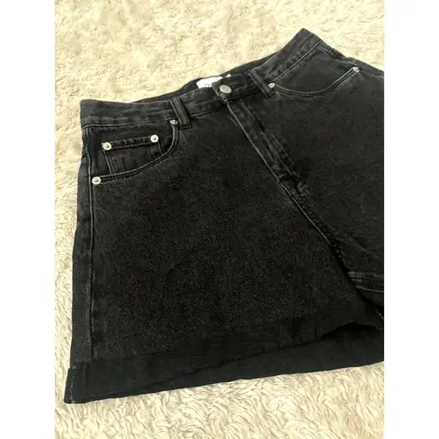 Ghanda Sz 10 High Rise Black Denim Shorts 3" Inseam