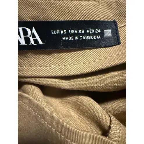 ZARA  Belted Cargo Skort Tan Wrap Style Utility Pockets XS y2k boho glam whimsi