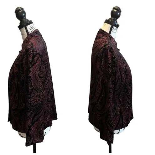 Sheri Martin Velvet Floral Jacket Black red Size 12 Vintage Bling Floral