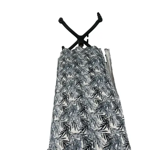 Posh Peanut Henley Button Stretch Maxi Dress Jared Blue Leaf Print Size Small