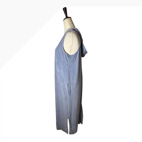 iRELAX Dress Women Small Blue Terry Cloth Hoodie Sleeveless Maxi Lounge Robe
