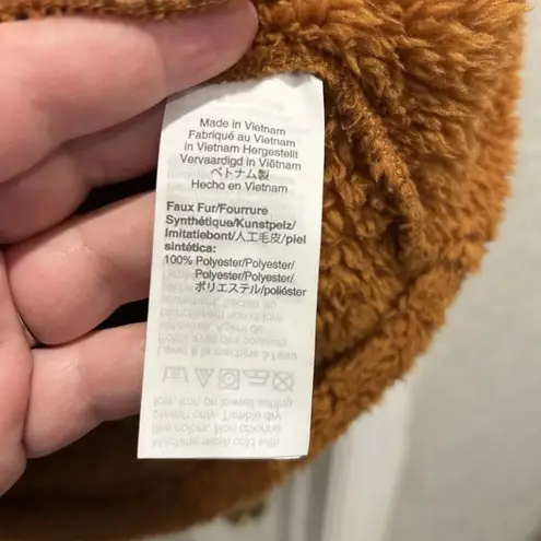 J. Crew Sweater Womens Large Brown Teddy Fleece Sherpa Pullover Pockets Brown