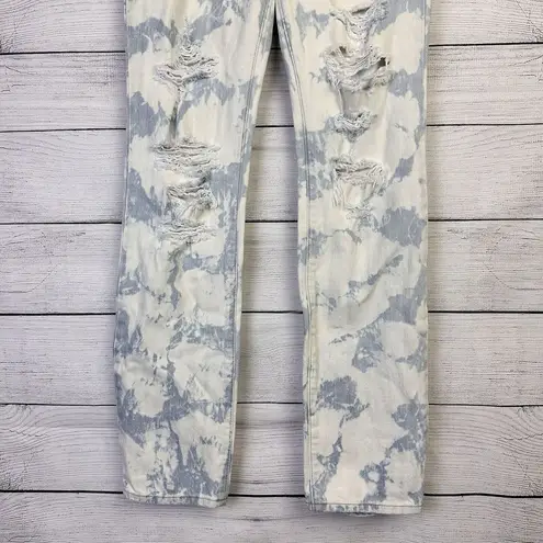 Abercrombie & Fitch  Stretch Light Blue &‎ White Bleached Distressed Jeans Sz 6