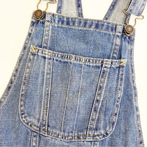 Abercrombie & Fitch  Distressed Denim Jean Overalls Raw Hem Straight Slim Blue