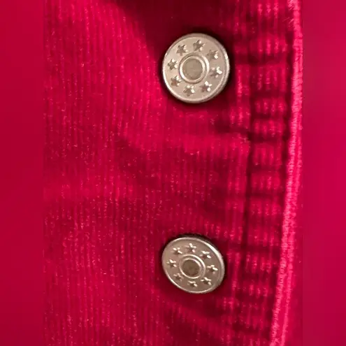 Dress Barn  Red Corduroy Collard Long Sleeve Button Down Metal Sz 18/19 98% Cotton