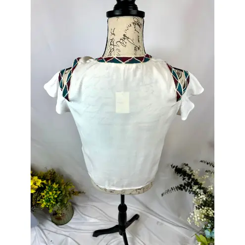 Maje Lisea Cold Shoulder Crepe Top Black White S