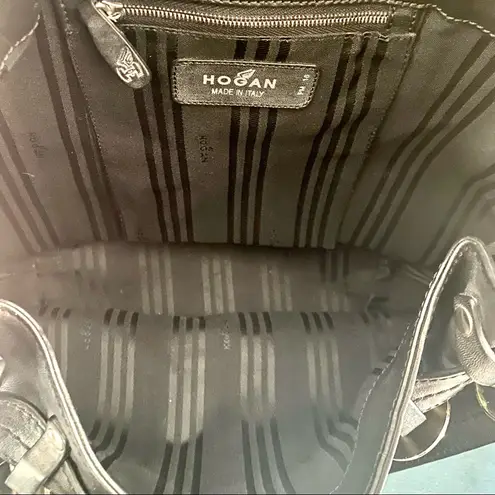 Hogan Black Leather Bucket Bag