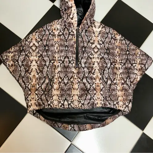 Think Royln Python Snakeskin Quilted Poncho Lightweight Hooded Oversized Fit szS