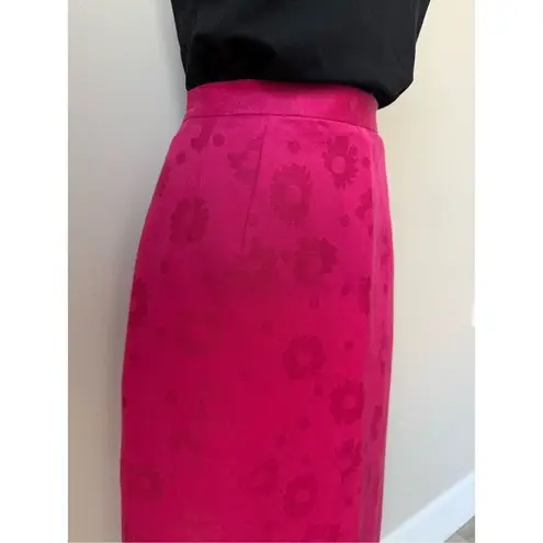 Maggy London Vintage Maggie London Hot Pink Floral Print Midi Skirt