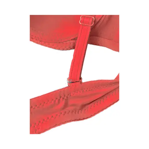 Rhinestone Burlesque Dance Rave Bustier Bra. Y2K. Hand Sewn. Red. Size Large Red