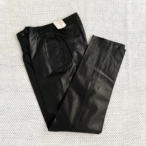 Reed Sportswear Black Leather Deadstock High Waist Straight Pants Trousers 10