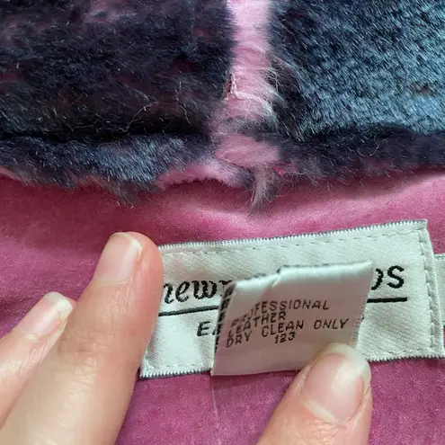 Newport News Vintage Y2K Leather Fur Lined Pink Hooded Winter Coat 1X Coquette Scandigirl