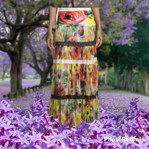 Fuzzi Floral Maxi Dress/Skirt Medium . $825 Red
