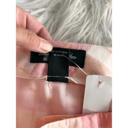 Brooks Brothers NWT Country Club Women's Plaid Linen Pants Pink/Cream Size 14