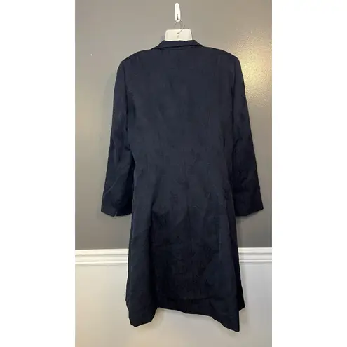 John Meyer Collection Coat Womens 14 Floral Jacquard Long Lined Elegant Dressy Blue