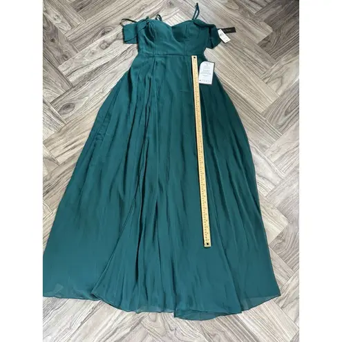 CITY STUDIOS Gown Juniors Dark Forest Cold Shoulder Lace Up Back Size 5 Green