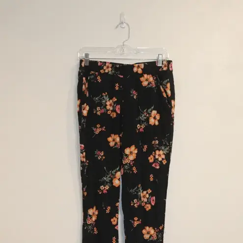 H&M Divided Black Floral Pants Sz 8