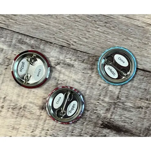 Christmas Holiday Santa Suit, Candy Cane, "Joy" Button Pin Lot of 3 Red