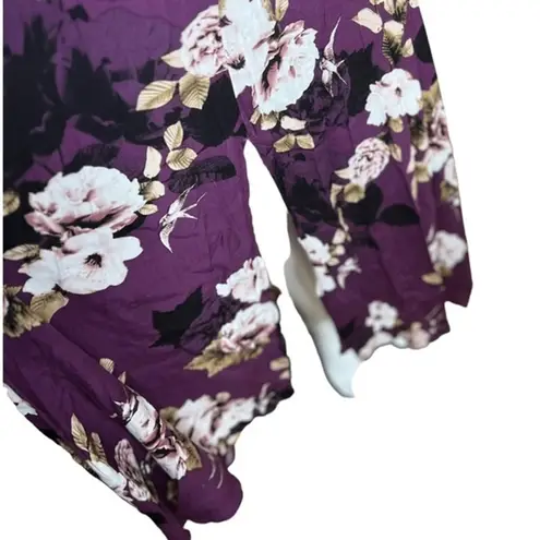 Jaase Dress Womens Small Plum Skies Purple White Floral Leah Maxi Off Shoulder