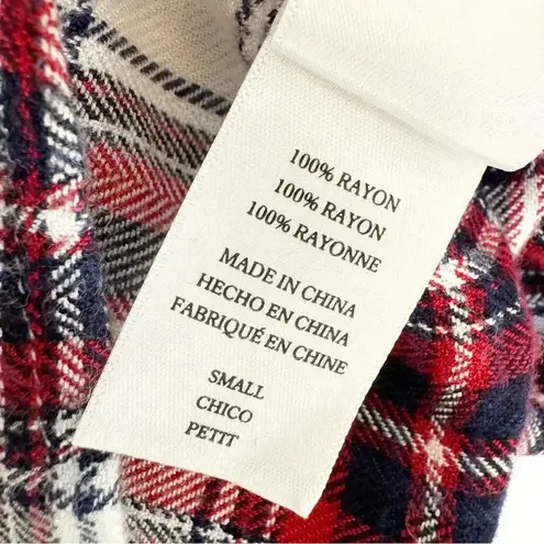 Rails Britt Plaid Flannel Cap Sleeve Top with Pockets Navy White and Red Size S