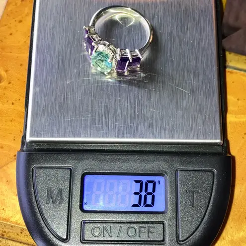 Teal Color Changing African Amethyst Ring Size 7 Silver