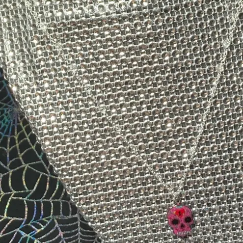 Pink Halloween Day of the Dead Sugar Skull Necklace Kawaii Lolita Pastel Goth