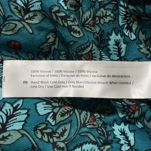 Band Of The Free New Floral Print Tassel Tie Babydoll Mini Dress Teal Size Small