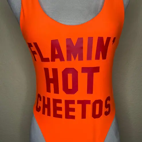 Americana Women's Neon Orange Logo One Piece Swimsuit Sexy Fun Sz M/L
